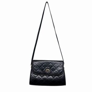 Cabrelli Quilted Crossbody Shoulder Bag Black Faux Leather Flap Purse